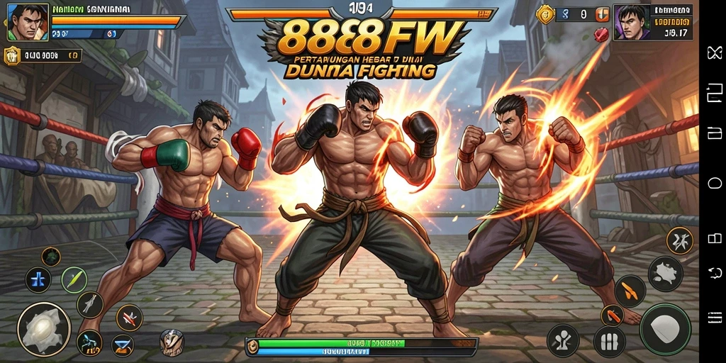Screenshot gameplay 888FW menampilkan pertarungan seru antar karakter.