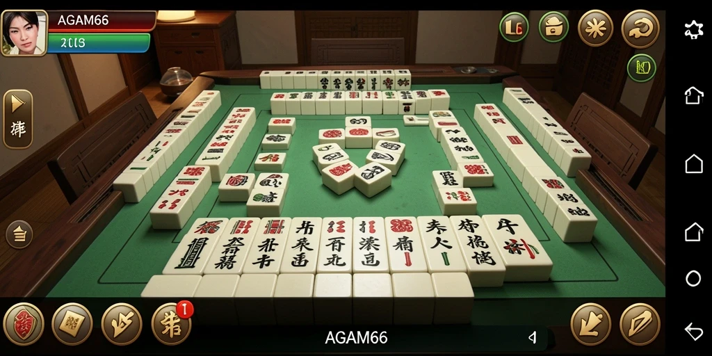 Screenshot AGAM66 menampilkan gameplay Mahjong yang menantang dan menarik.