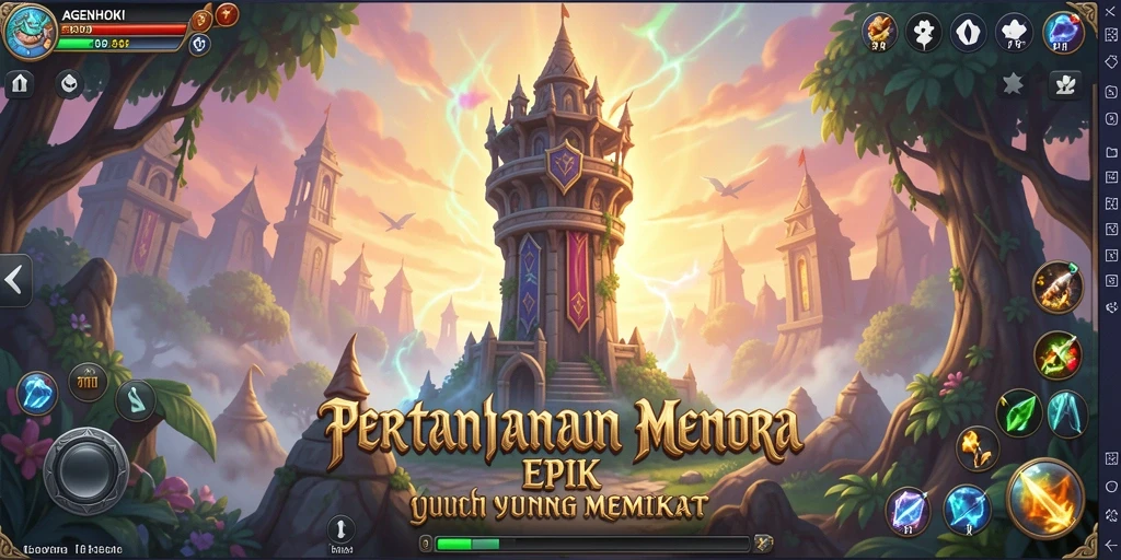 Tampilan epic gameplay AGENHOKI dalam Tower Defense.
