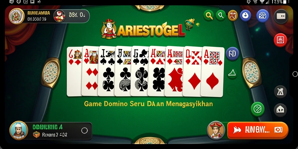 Screenshot gameplay ARIESTOGEL menampilkan momen menarik dalam permainan Domino.