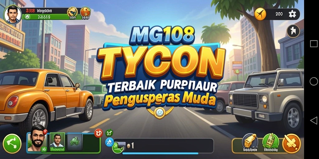 Screenshot gameplay MG108 menampilkan pengelolaan bisnis yang mendebarkan.