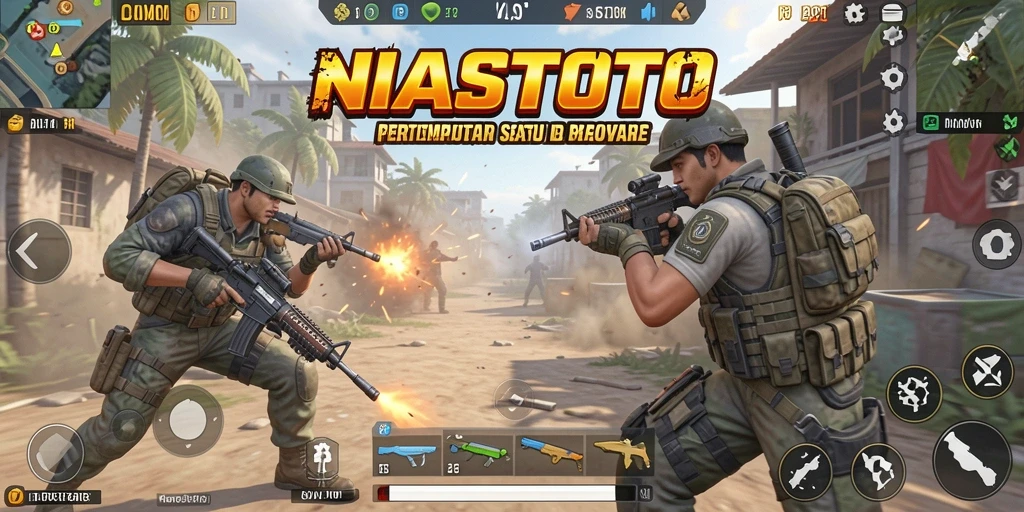 Gameplay intens di arena Battle Royale NIASTOTO.